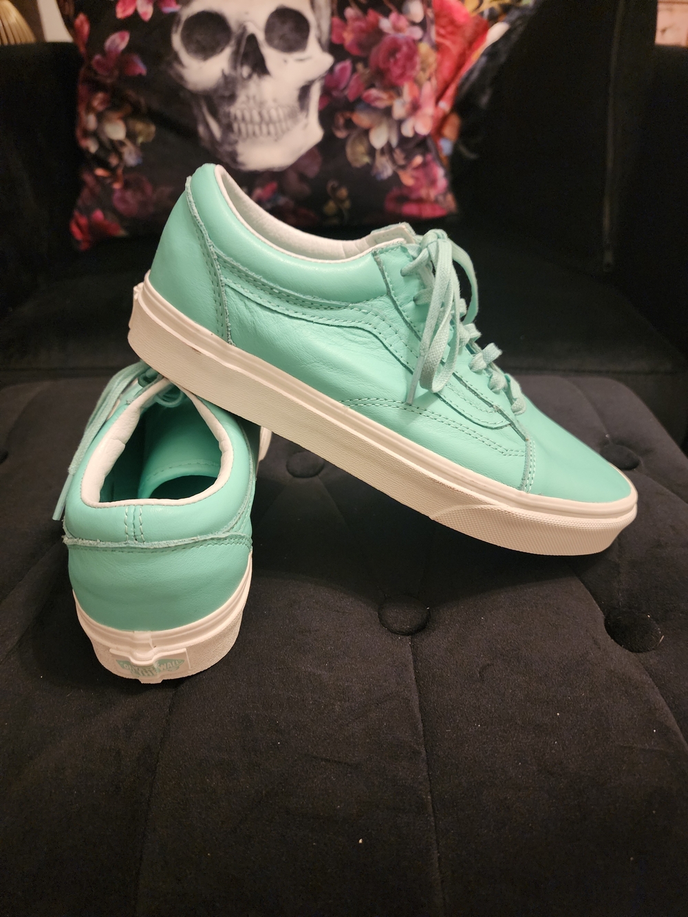 Vans Mint Aqua Low-Top Leather Sneakers Brand New